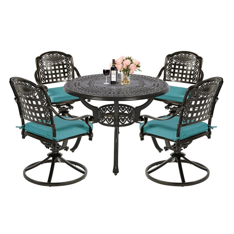 Heyman 4 piece dining set with cushions sale